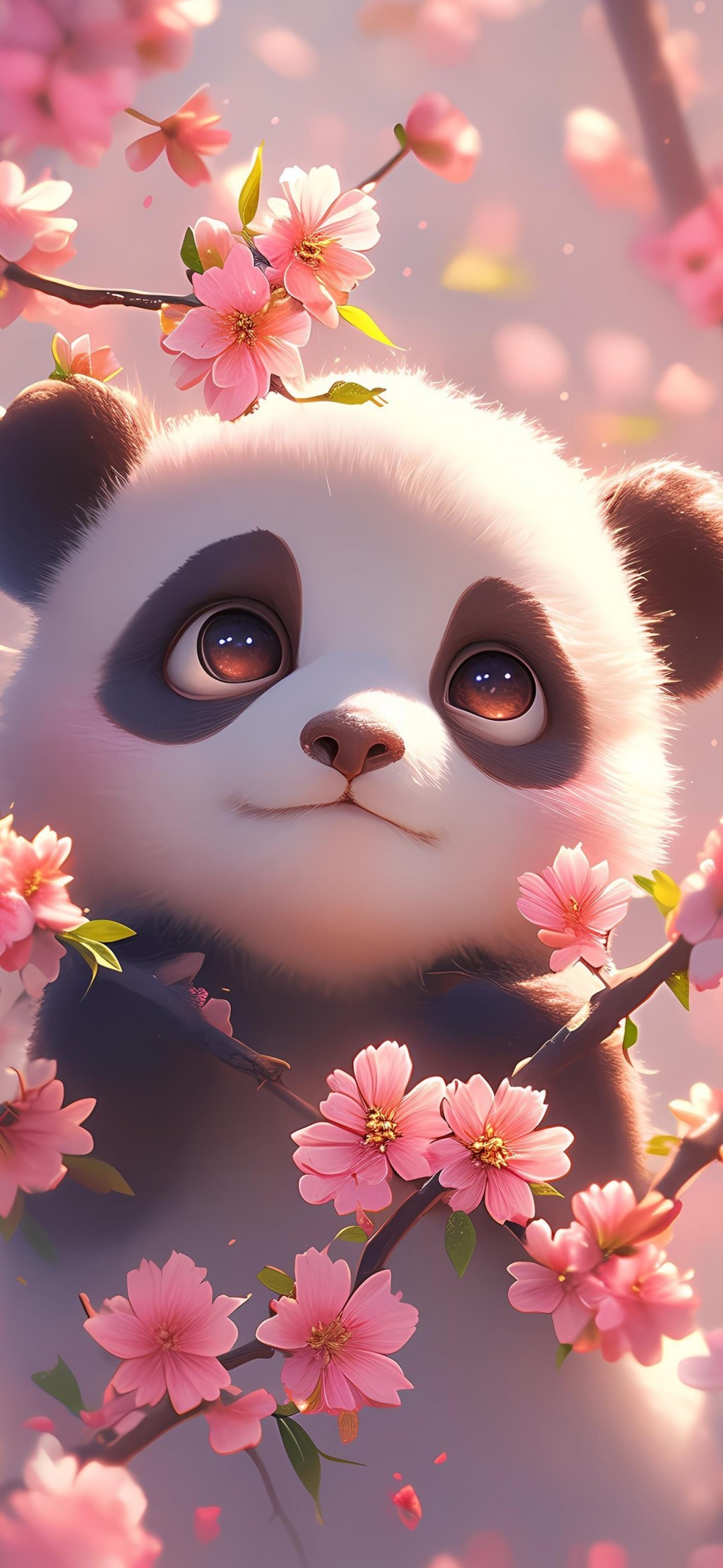 被鲜花包围的熊猫