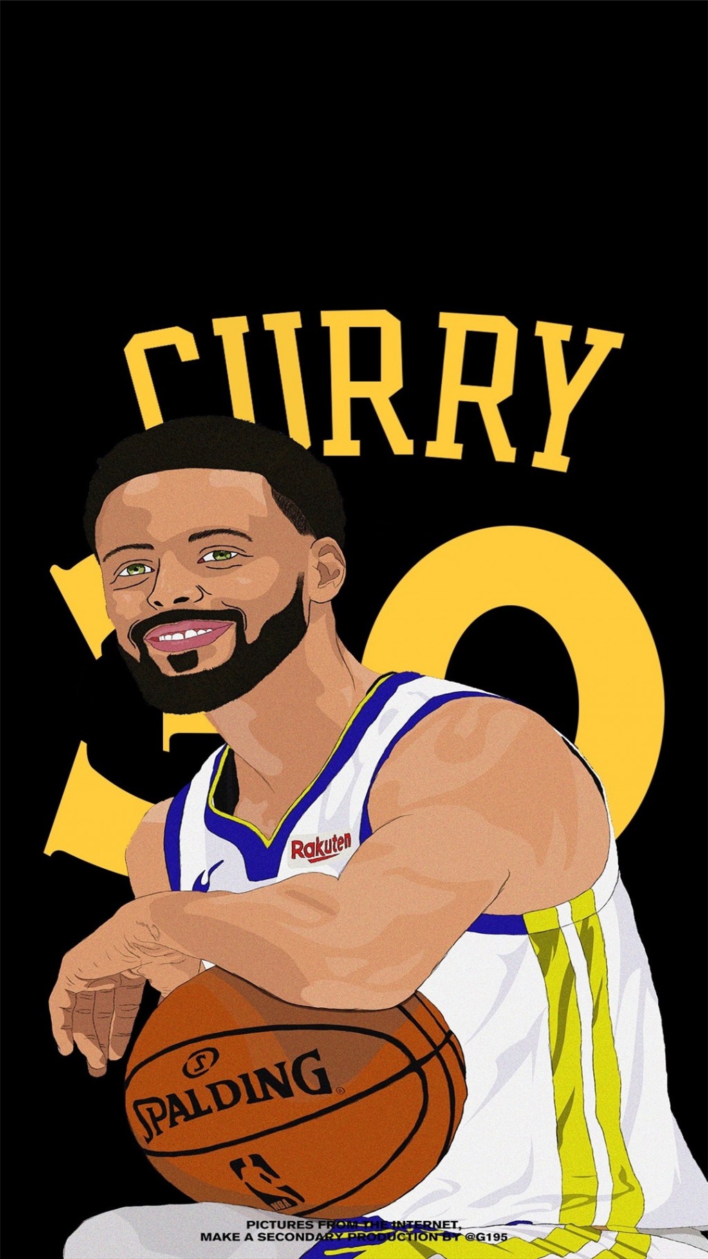 NBA巨星库里创意卡通手绘高清手机壁纸