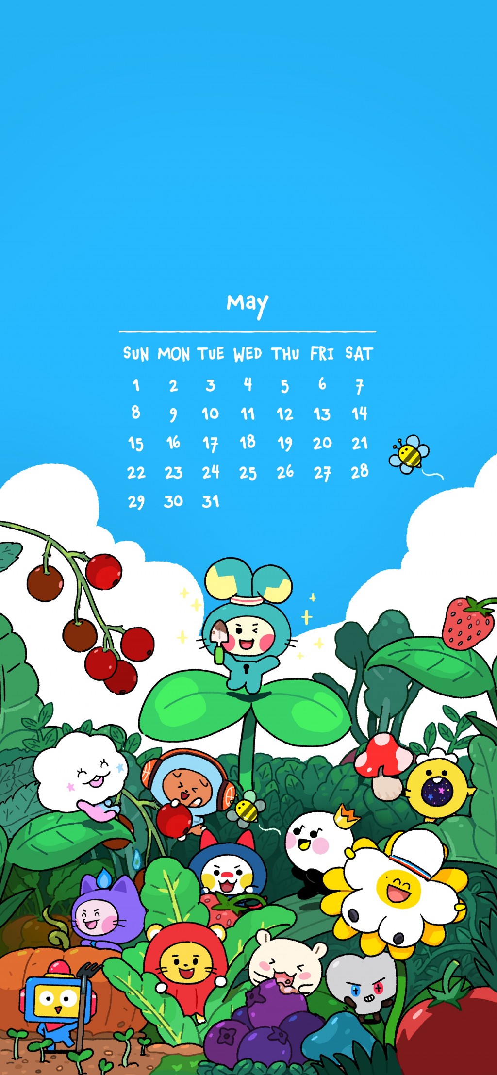 2022年5月Line friends清新卡通日历手机壁纸