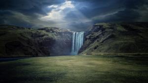 冰岛南部斯科加瀑布风景壁纸 