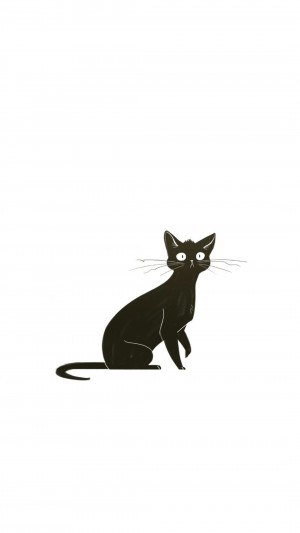 可爱卡通手绘清新森系猫咪高清手机壁纸