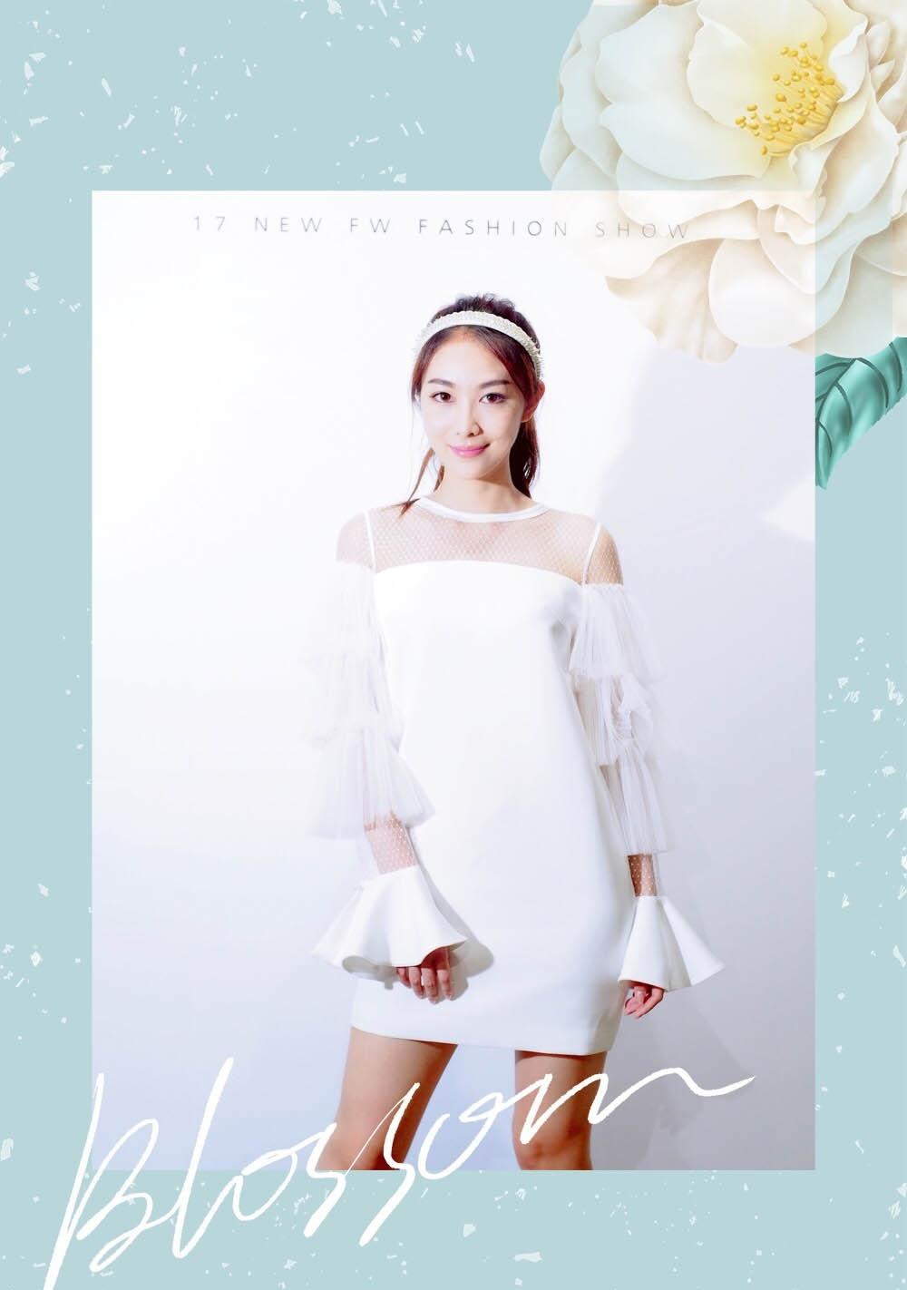 钟祺蕾丝白裙气质杂志写真