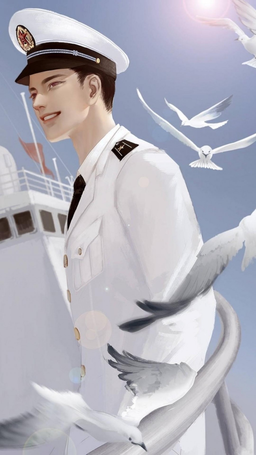 八一建军节海军军人手绘插画