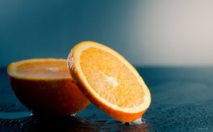 夏季清凉水果切开的橙子小清新高清壁纸图片