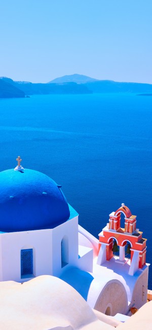 圣托里尼岛·爱琴海清新风景手机壁纸