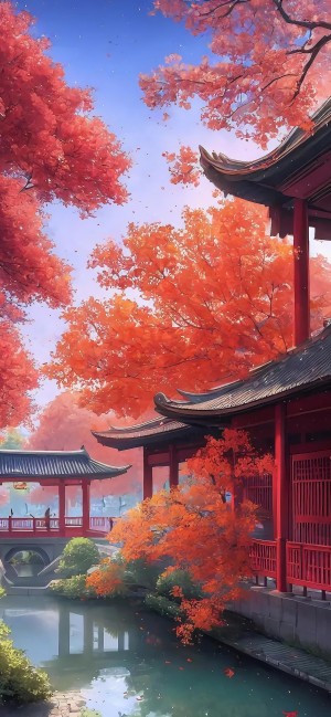 中国风建筑风景插画手机壁纸