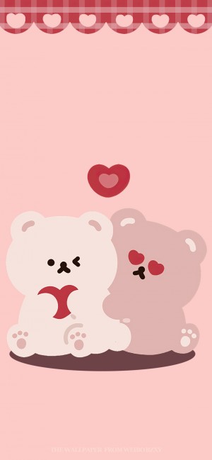 恋爱小熊粉色浪漫锁屏壁纸