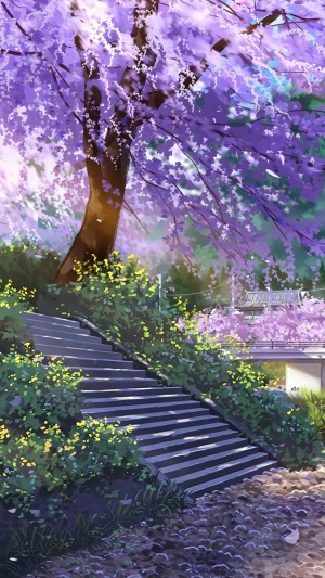 紫色浪漫的二次元樱花场景