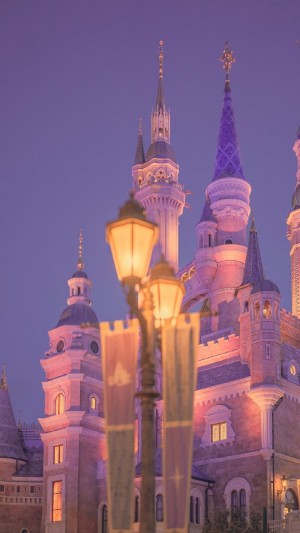 迪士尼夜晚唯美浪漫城堡背景图