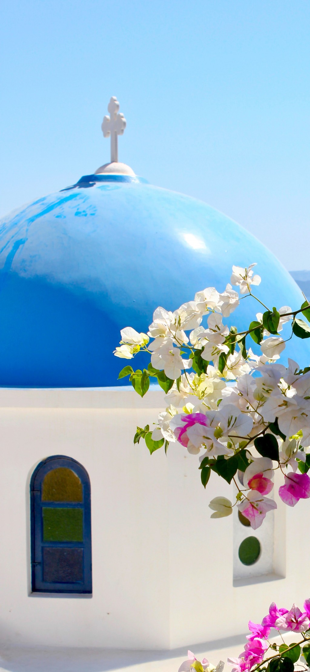 希腊圣托里尼·爱琴海高清蓝色风景手机壁纸