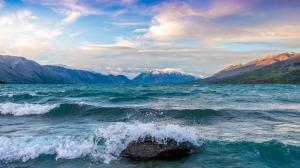 新西兰南岛麦肯齐盆地冰川湖风景壁纸