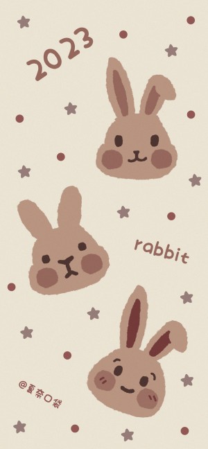 兔年系列简约文字卡通手机壁纸