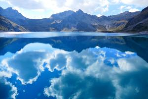 蓝色湖水 天空 云 山水山水倒影风景图片