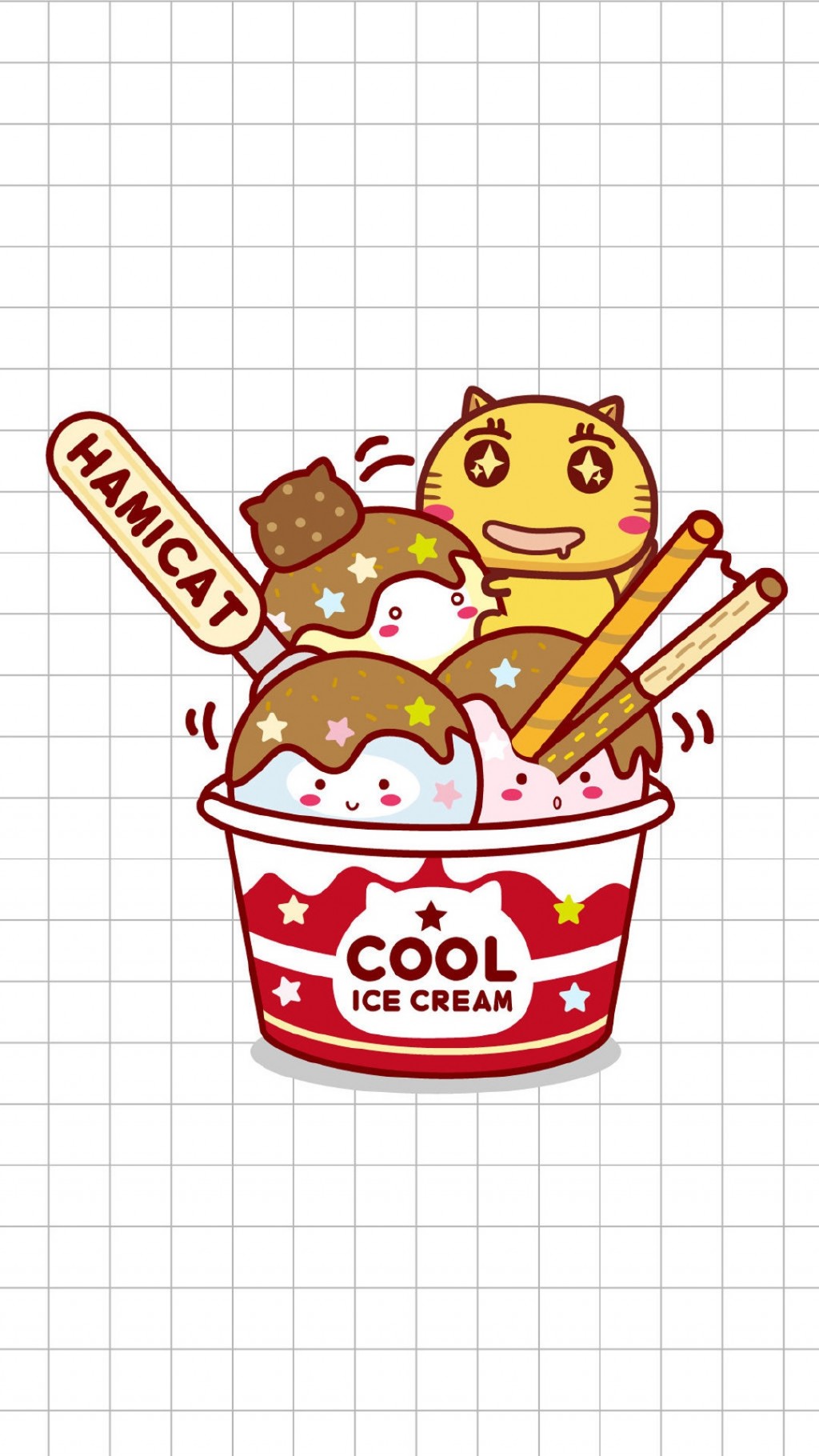 哈咪猫冰淇淋可爱卡通手机壁纸