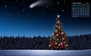  2019年12月圣诞树梦幻夜晚日历图片
