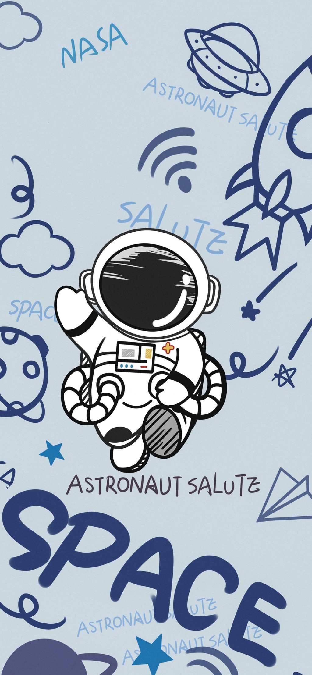 宇航员可爱手绘高清手机壁纸