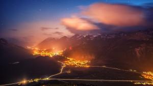 瑞士圣莫里茨夜景壁纸