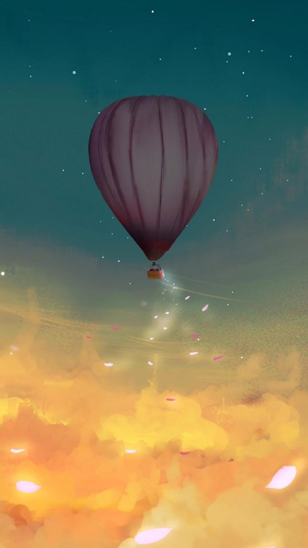 浪漫热气球梦幻二次元场景