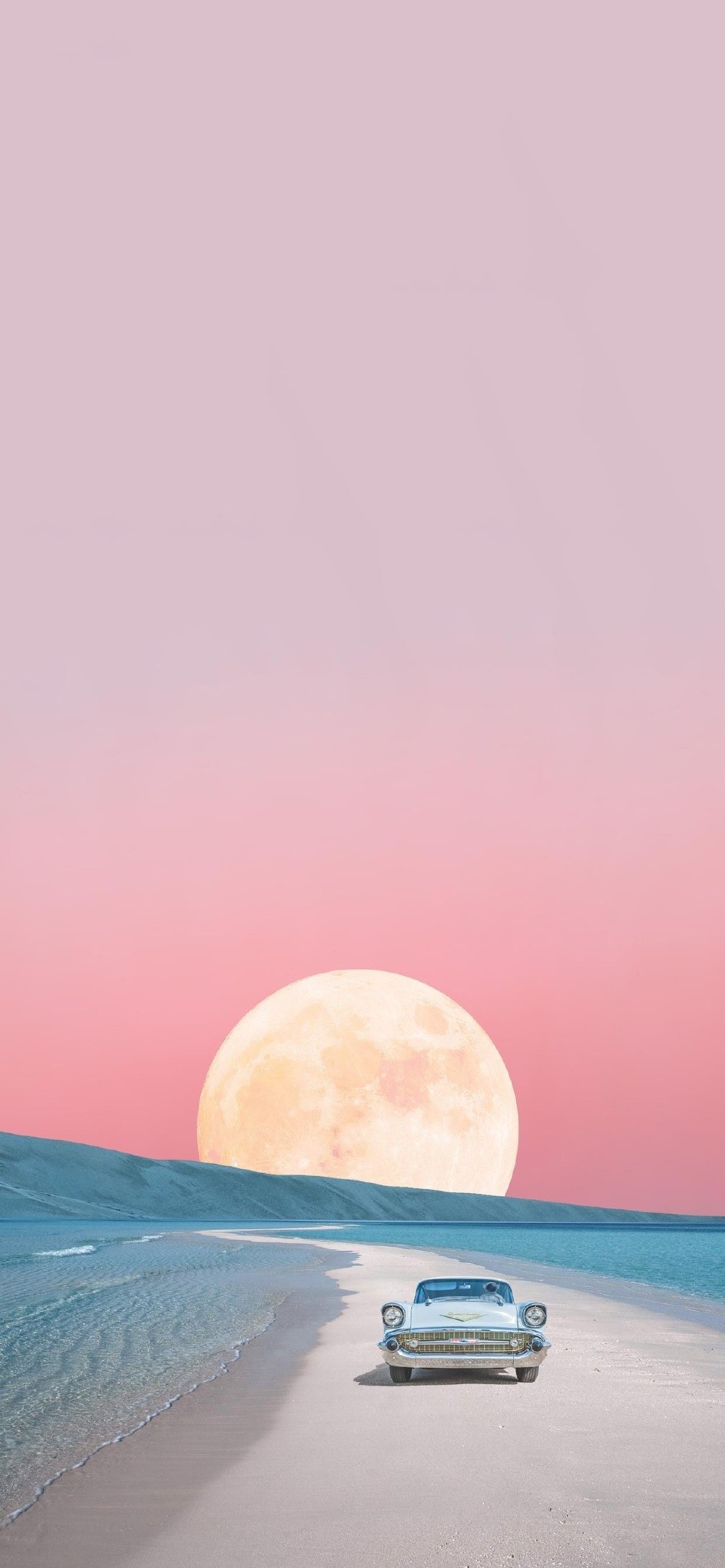 月亮&宇航员粉色清新手机壁纸