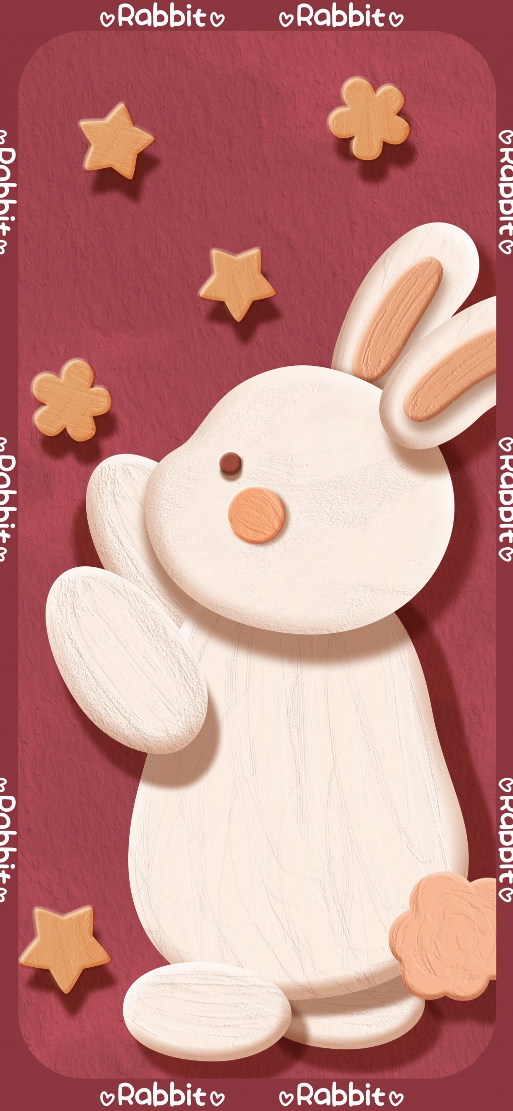 兔年系列红色喜庆文字手机壁纸