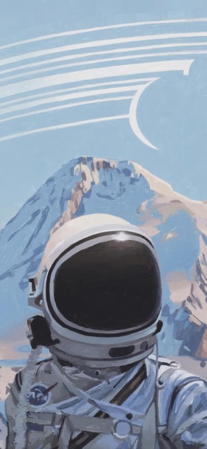 太空宇航员手绘无水印手机壁纸