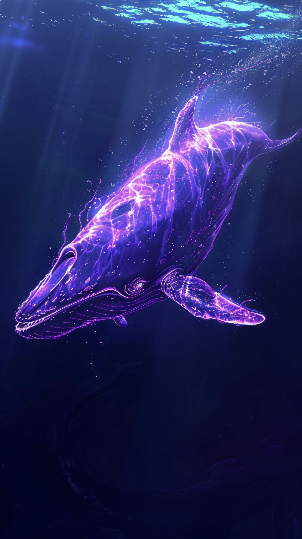 鲸落万物生抽象创意AI绘画手机壁纸