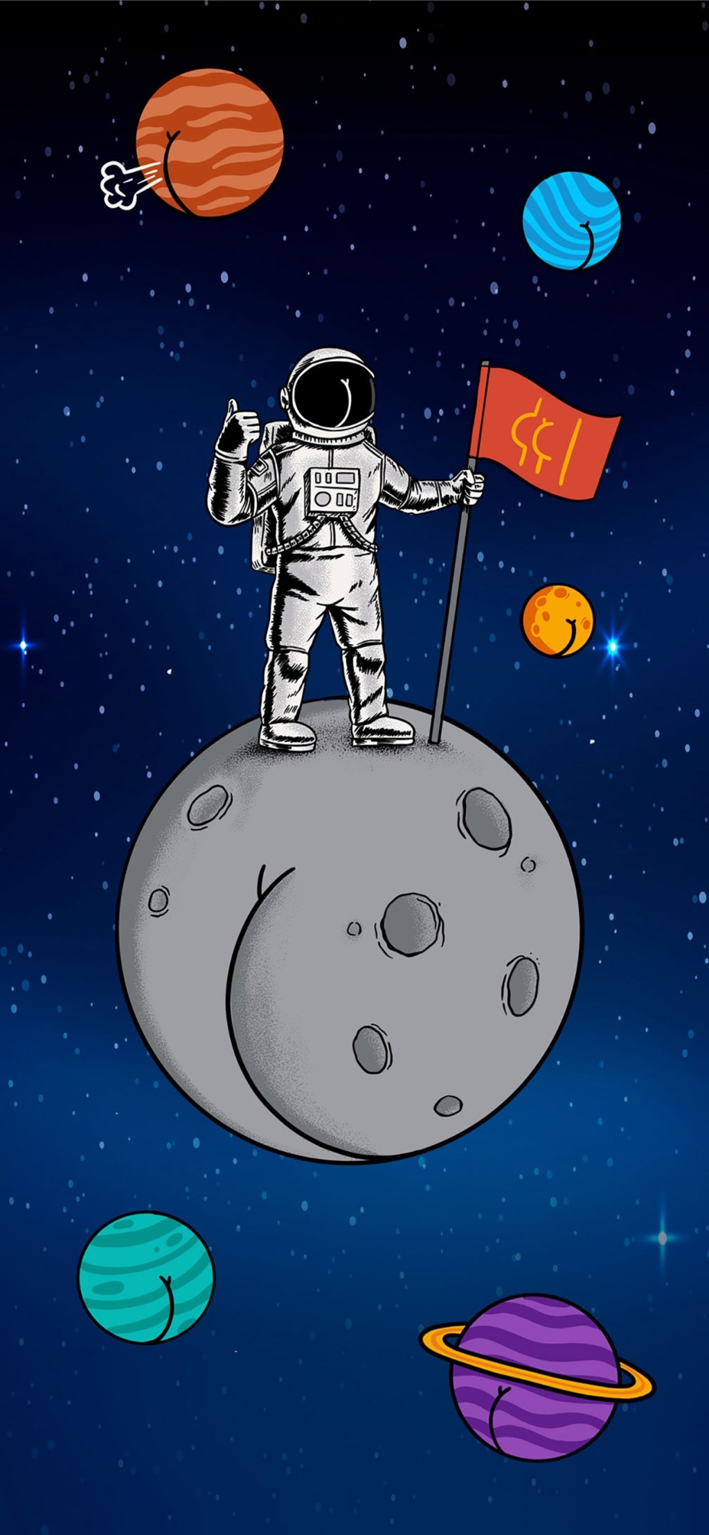宇航员主题插画手机壁纸