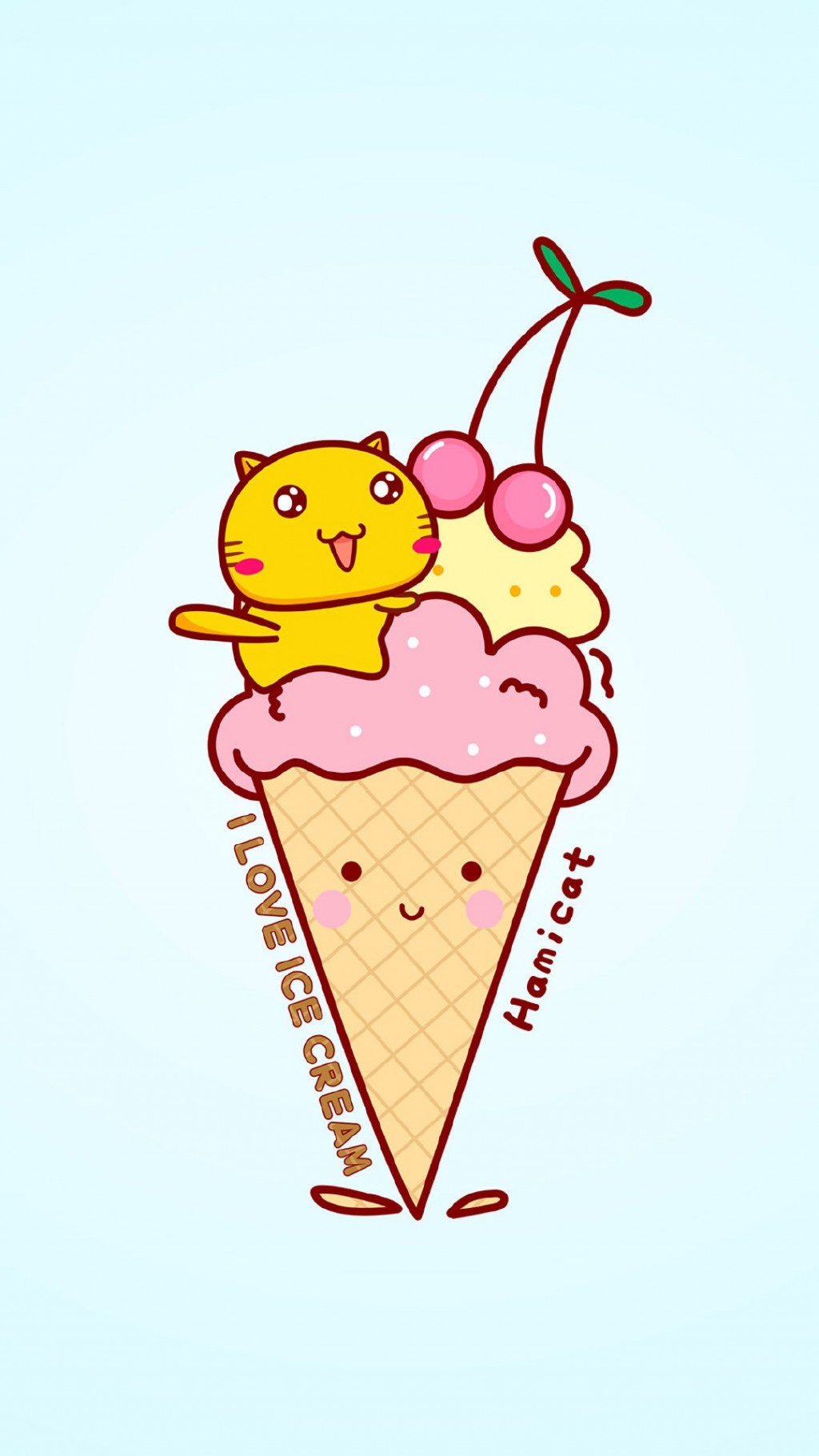 哈咪猫冰淇淋可爱卡通手机壁纸