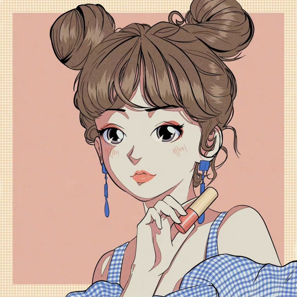 日系插画风个性时髦女生头像图片