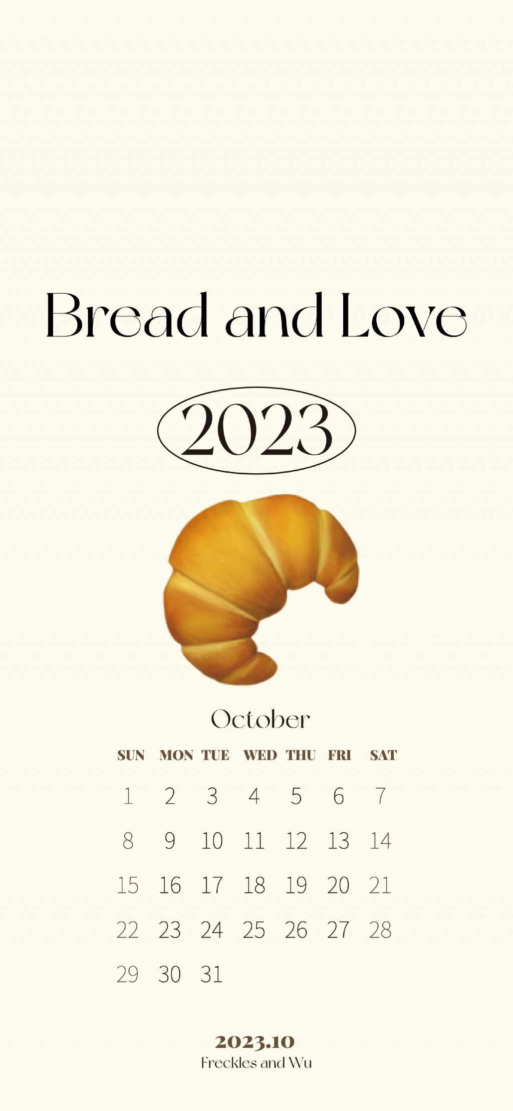 2023年10月可爱卡通日历手机壁纸