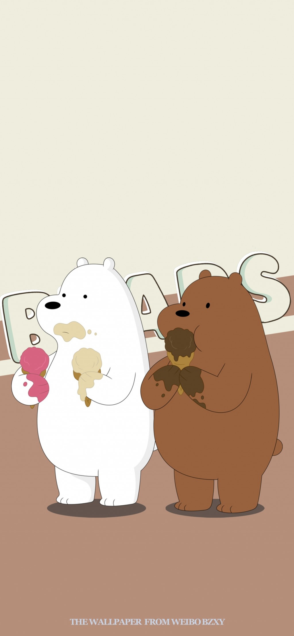 《咱们裸熊》三只小熊可爱插画锁屏壁纸