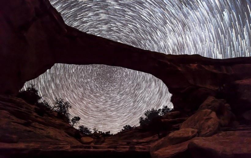美国犹他州夜空的繁星点点写真