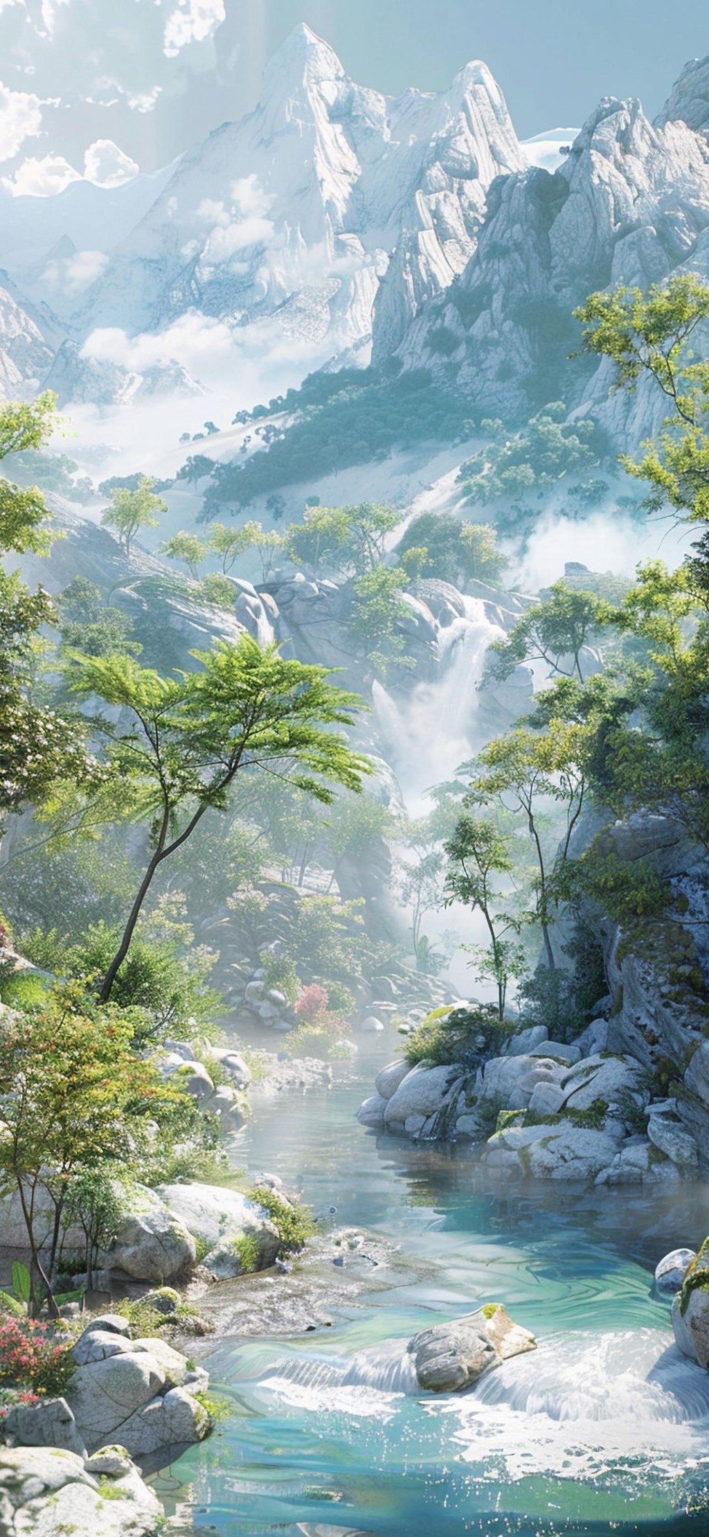 梦幻山水仙境+意境中国山水画风景手机壁纸