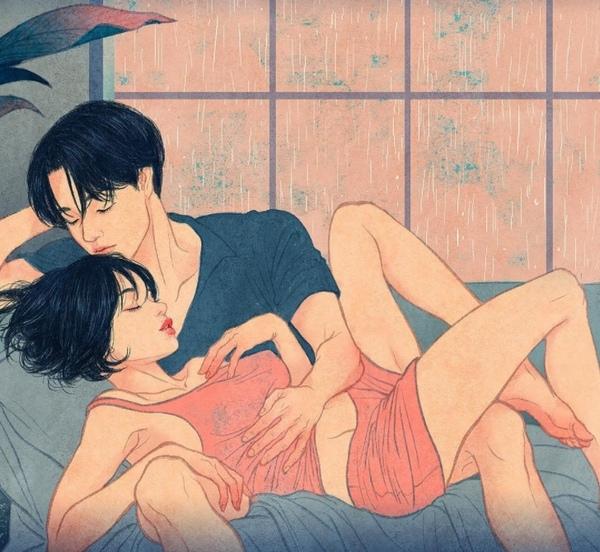 <亲密的情侣触摸>韩国插画师作品图