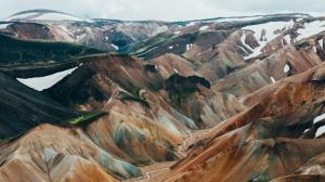 冰岛火山熔岩形成的山脉高地风景