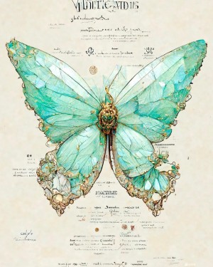 蝴蝶造型珠宝设计插画手机壁纸