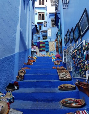 摩洛哥蓝色小镇舍夫沙万唯美风景图片