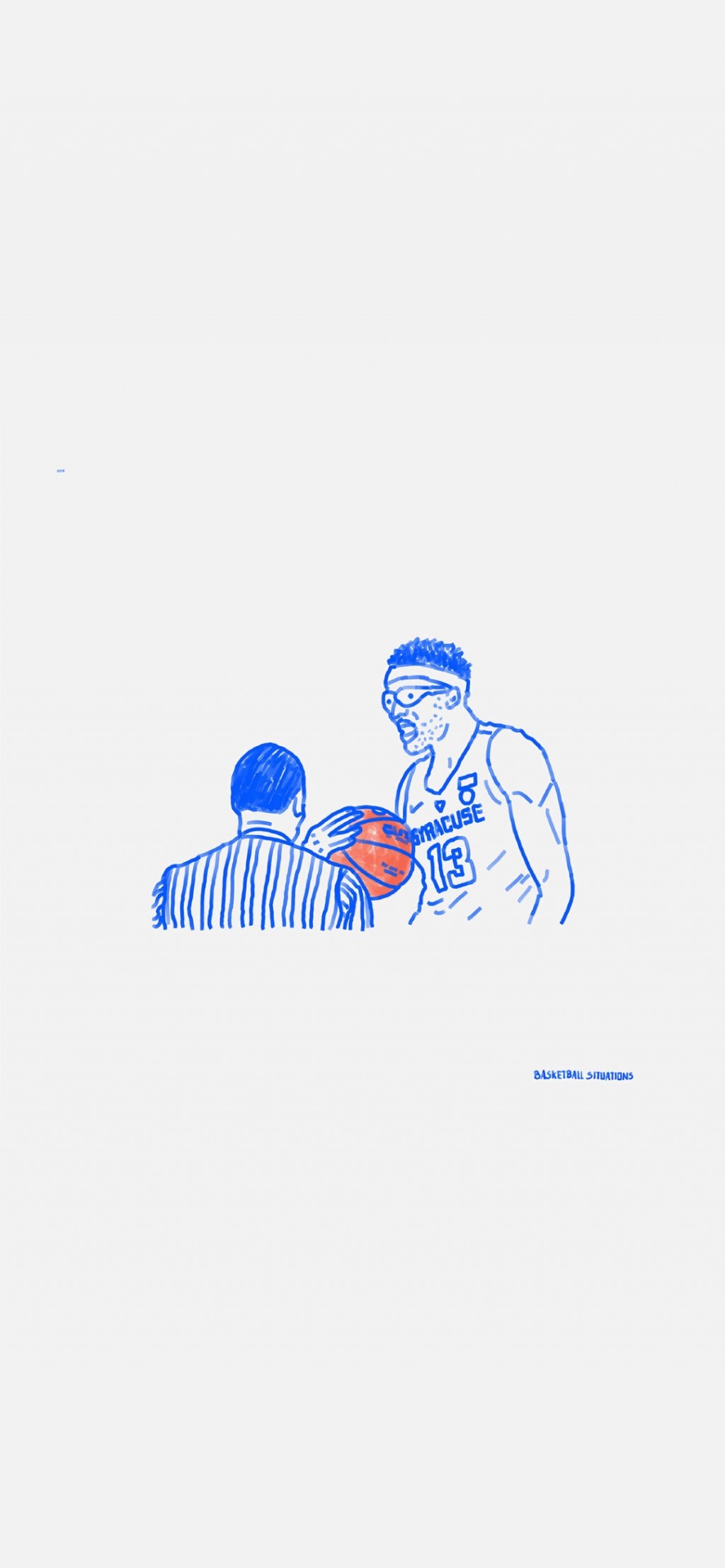 简单线条篮球系列手绘手机壁纸