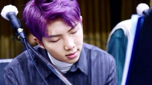 金南俊RapMonste紫色头发r图片