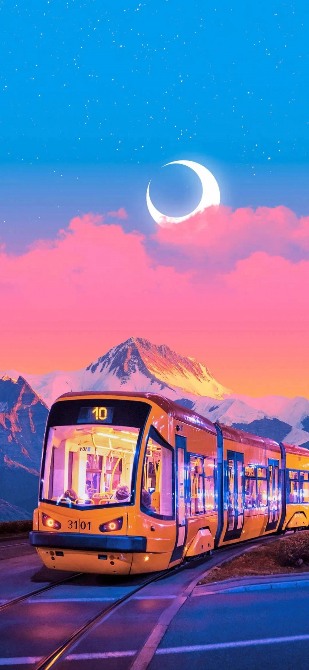 唯美梦幻火车风景创意手机壁纸