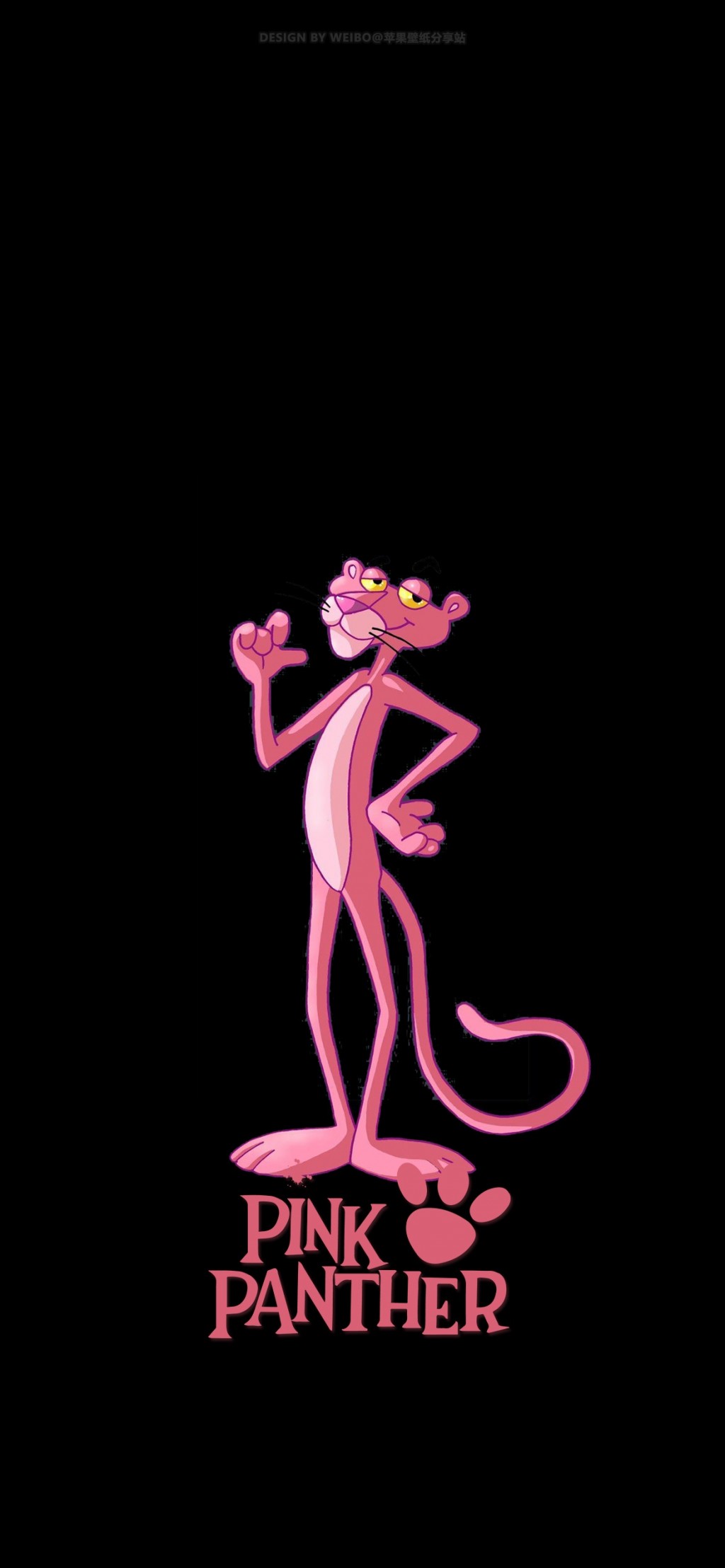 粉红豹粉色可爱卡通插画手机壁纸