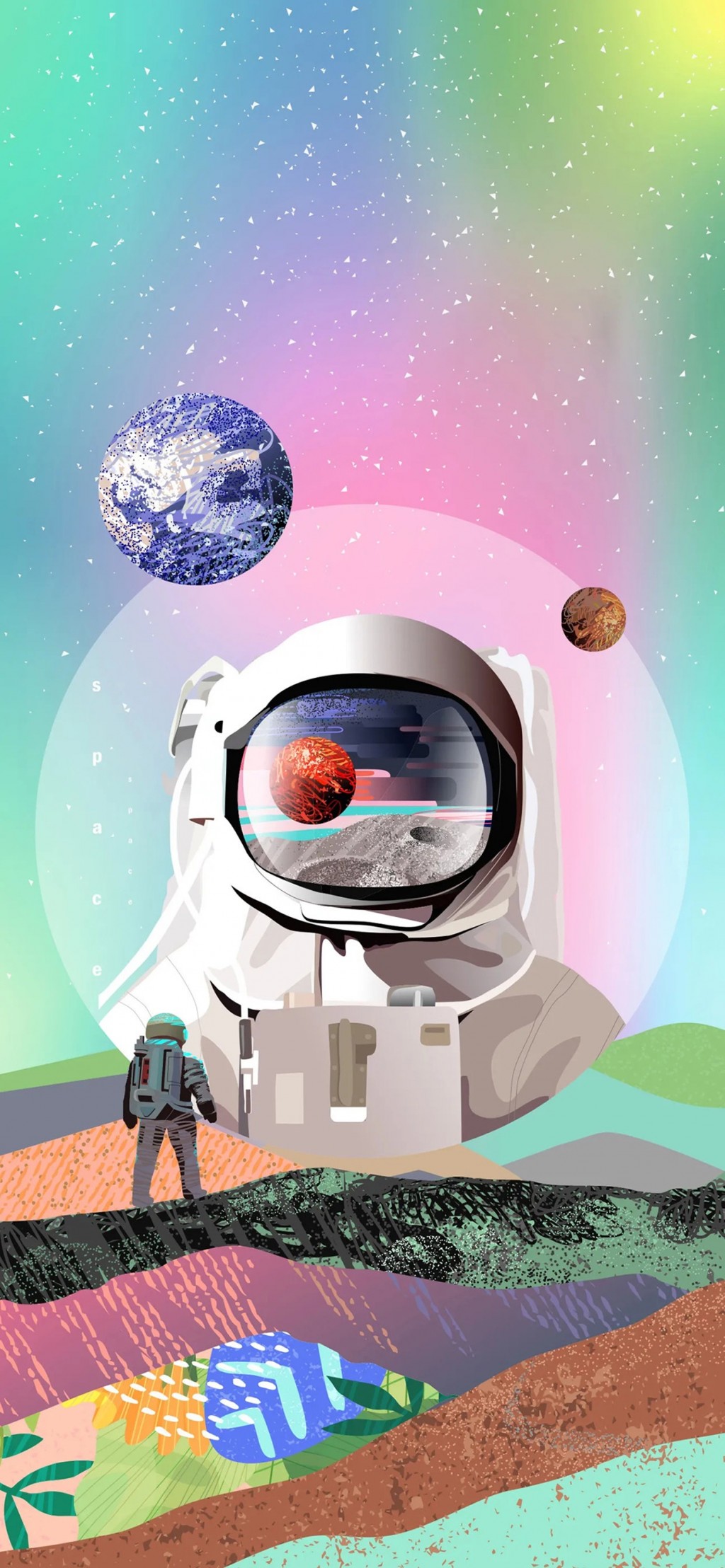 宇航员主题插画手机壁纸