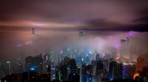 香港摩天大楼城市夜景壁纸