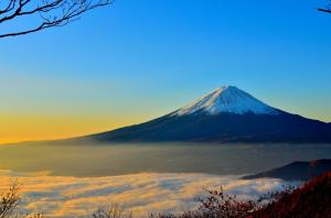 海的云 日出 富士山风景图片