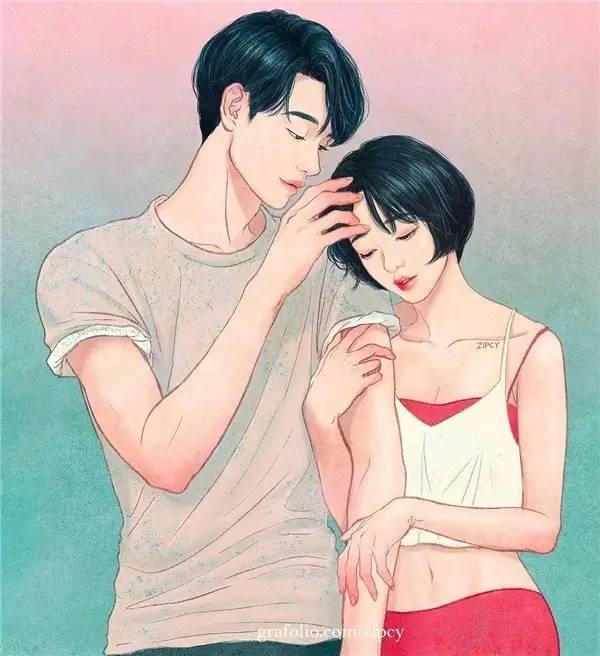 <亲密的情侣触摸>韩国插画师作品图