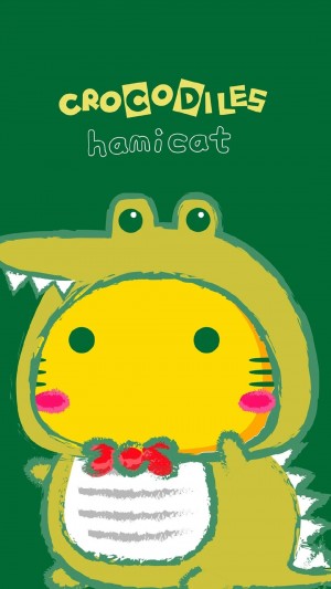 哈咪猫与鳄鱼萌趣卡通手机壁纸