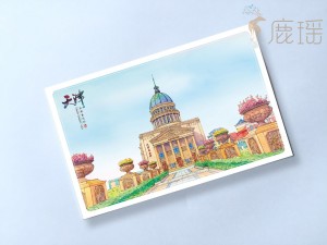 天津手绘城市美景明信片