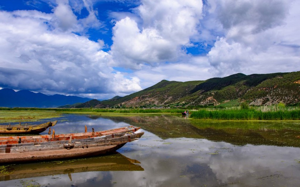 云南泸沽湖壮美风景高清图片电脑壁纸