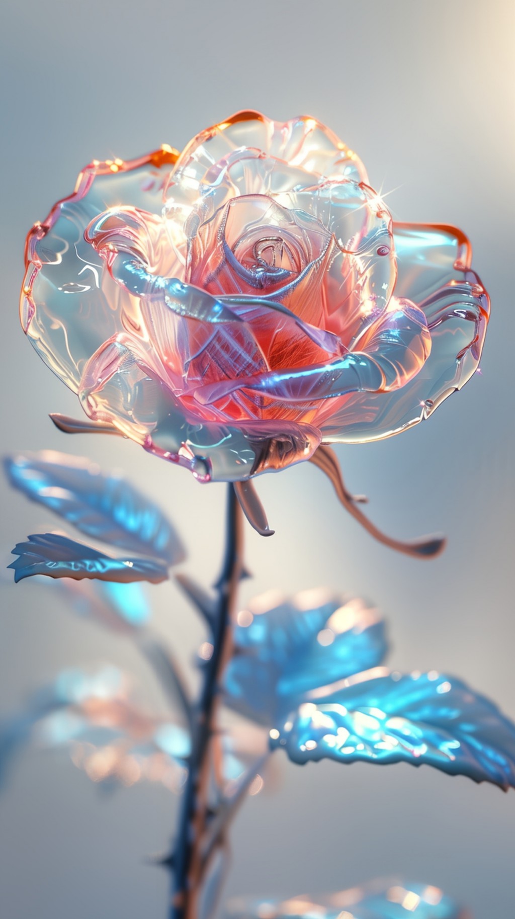 创意3D半透明玫瑰花手机壁纸