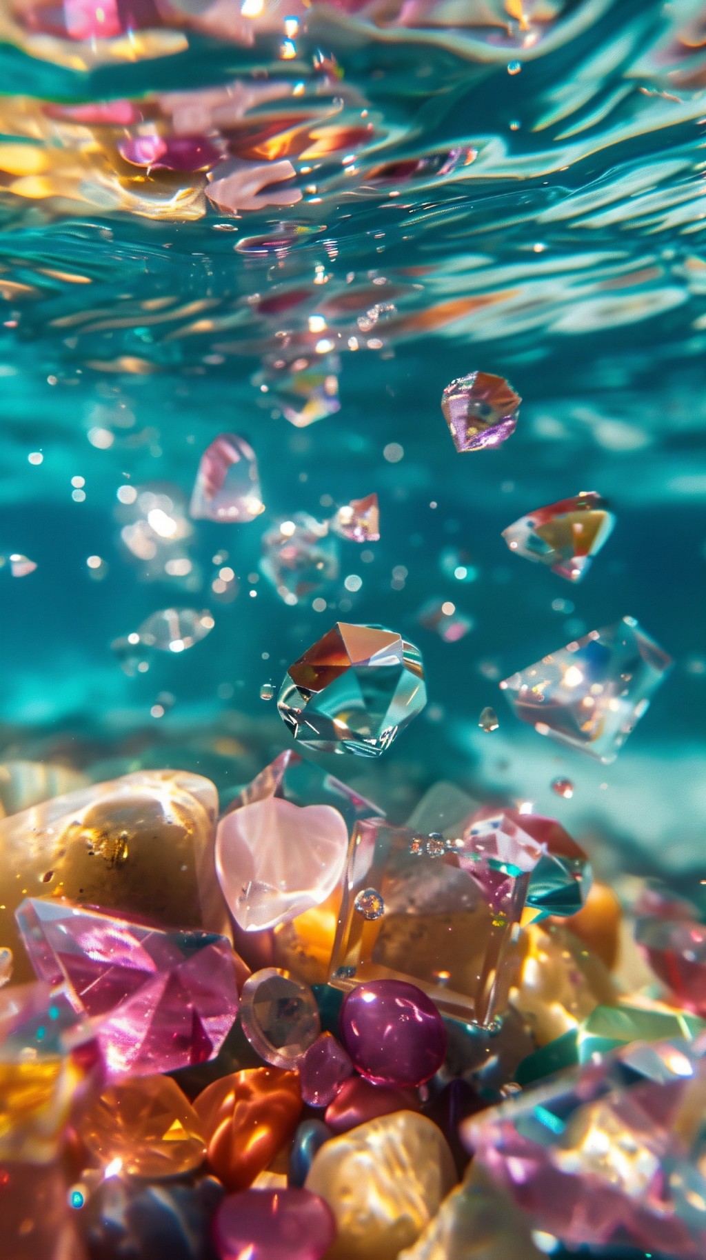 波光粼粼水中的宝石blingbling系列手机壁纸